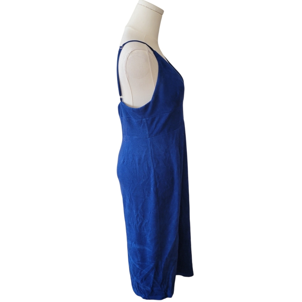 Lulu's Blue Faux Suede Midi Cocktail Dress Size Large - Picture 4 of 6